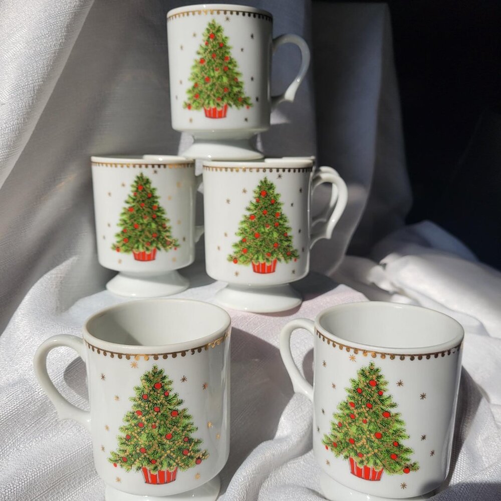 George Good Christmas Tree Footed Mugs - Set of 6